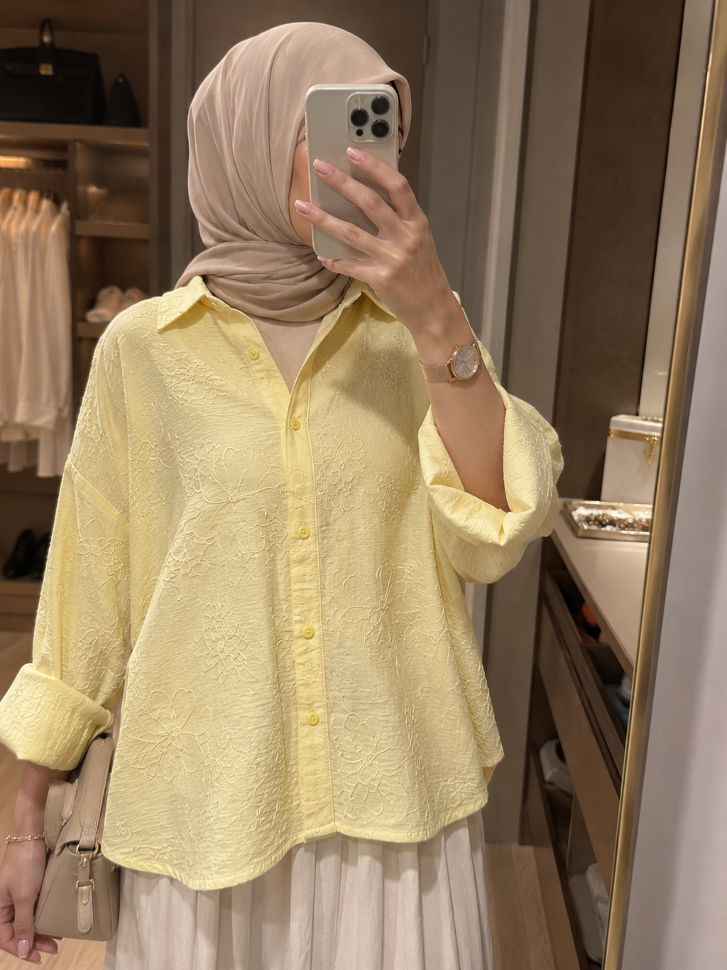Chemise Brodée Jaune Pastel