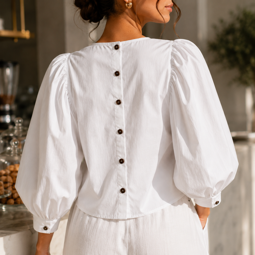 Chemise blanche boutons en arrière