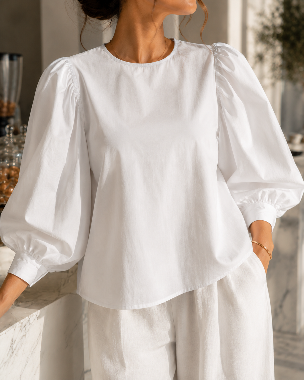 Chemise blanche boutons en arrière
